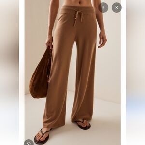 DKNY Ribbed-knit cashmere-blend wide Straight Leg pants, Women,cozy,warm    XXL,